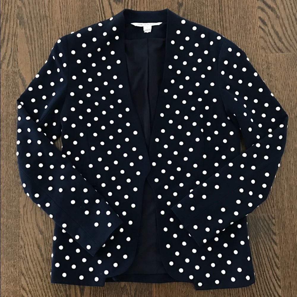 Diane von Furstenberg Navy Paulette Pearl Blazer